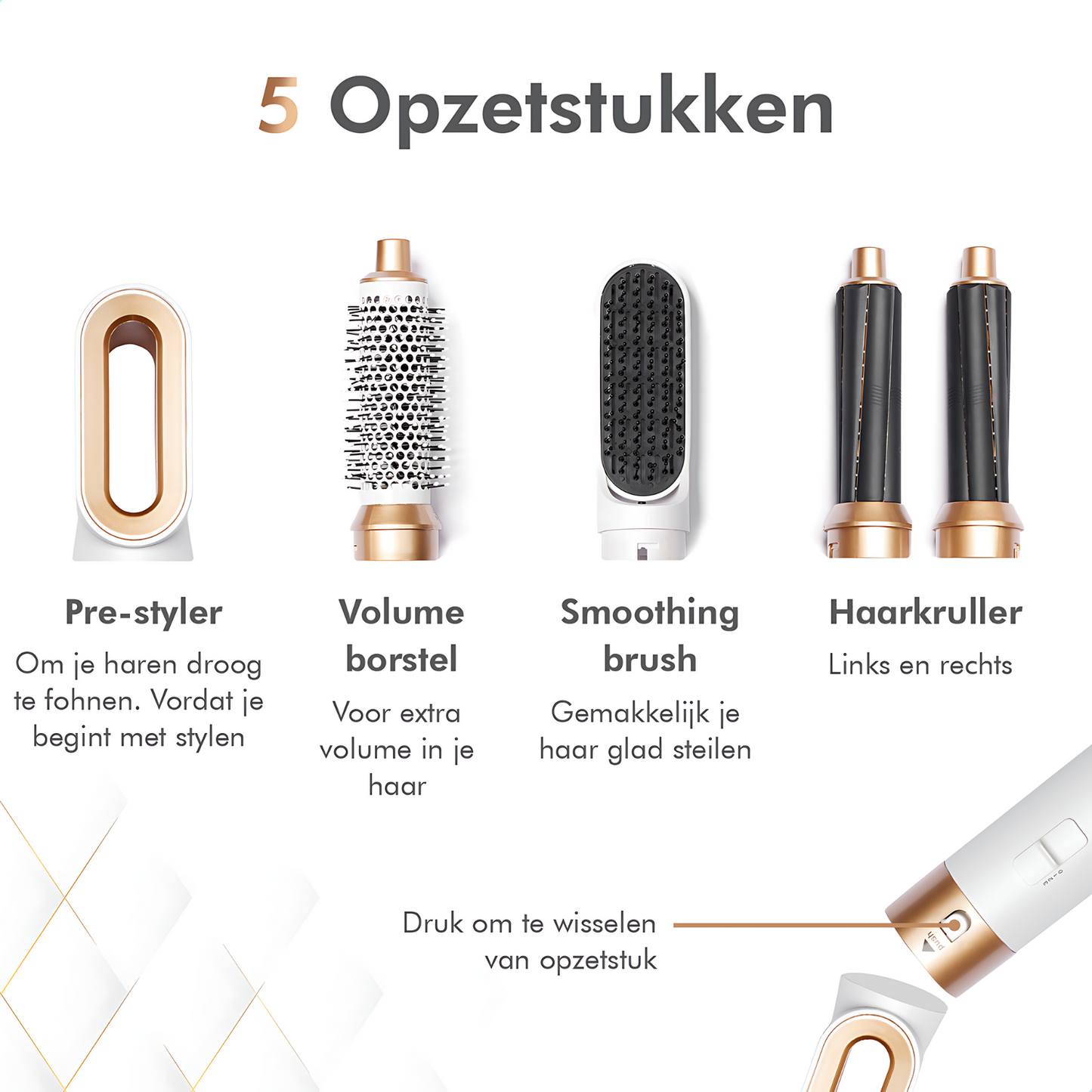 LumiCurl™ 5 in 1 + Luxe opbergcase | Haar Tool die krult en föhnt